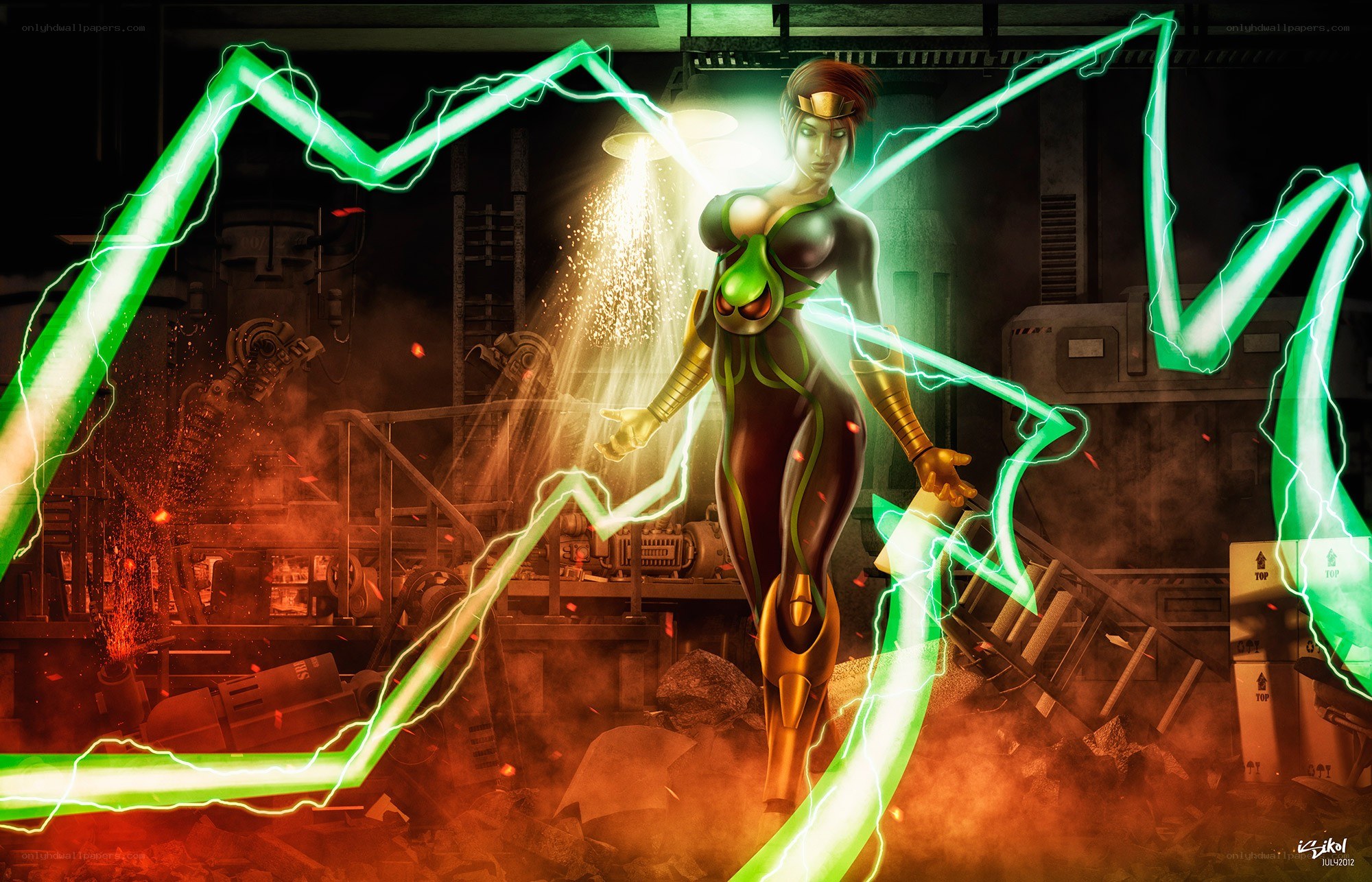 female superhero with lightning powers