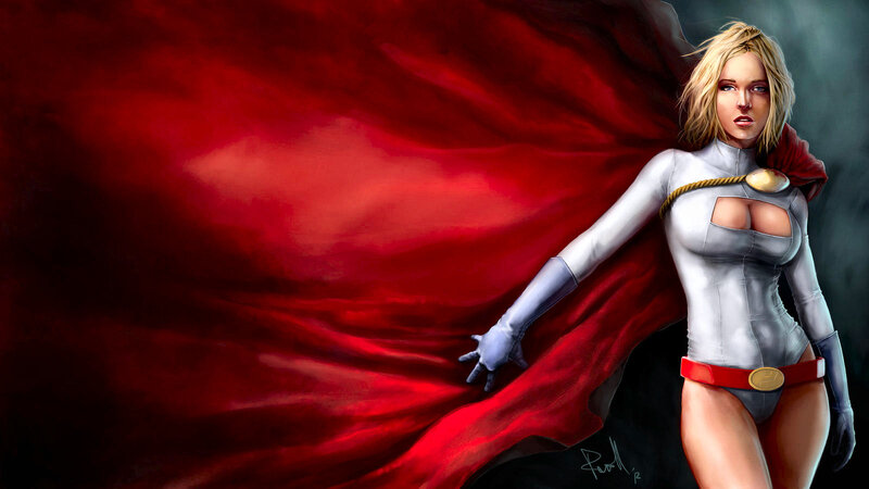 Female Superhero with Red Cape — Dramatic
