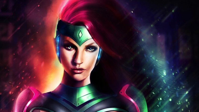 female superhero with red hair
