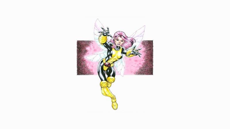 Female Superhero with Wings — Yellow