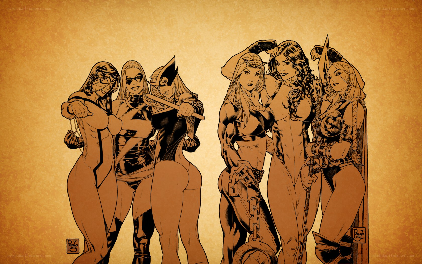 female superheroes group portrait