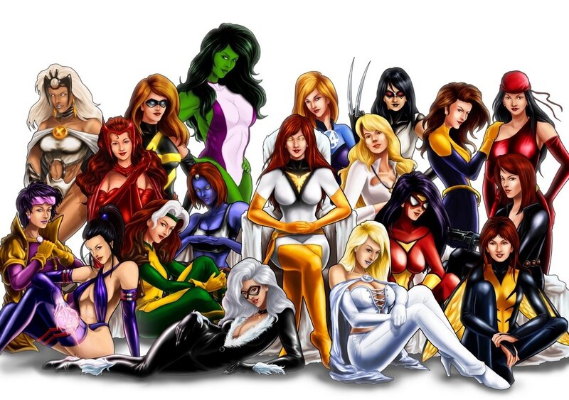 female superheroes group portrait
