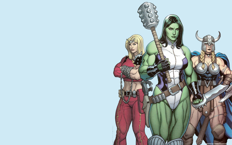 female superheroes in action