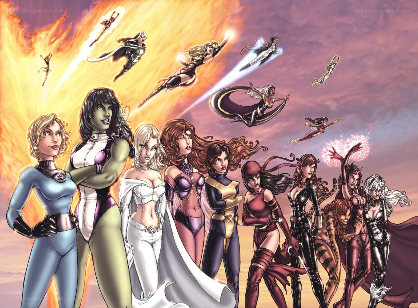 female superheroes in action