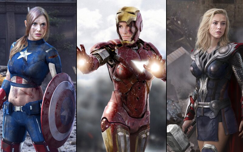 Female Superheroes in Armor — Red