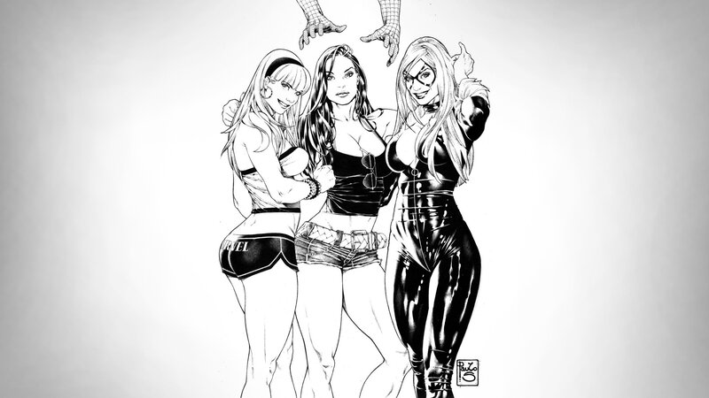 female superheroes in black and white
