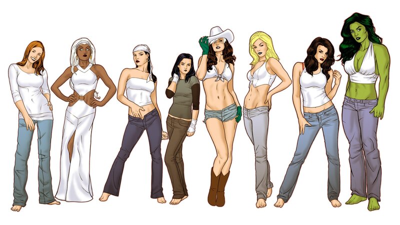 female superheroes in casual wear