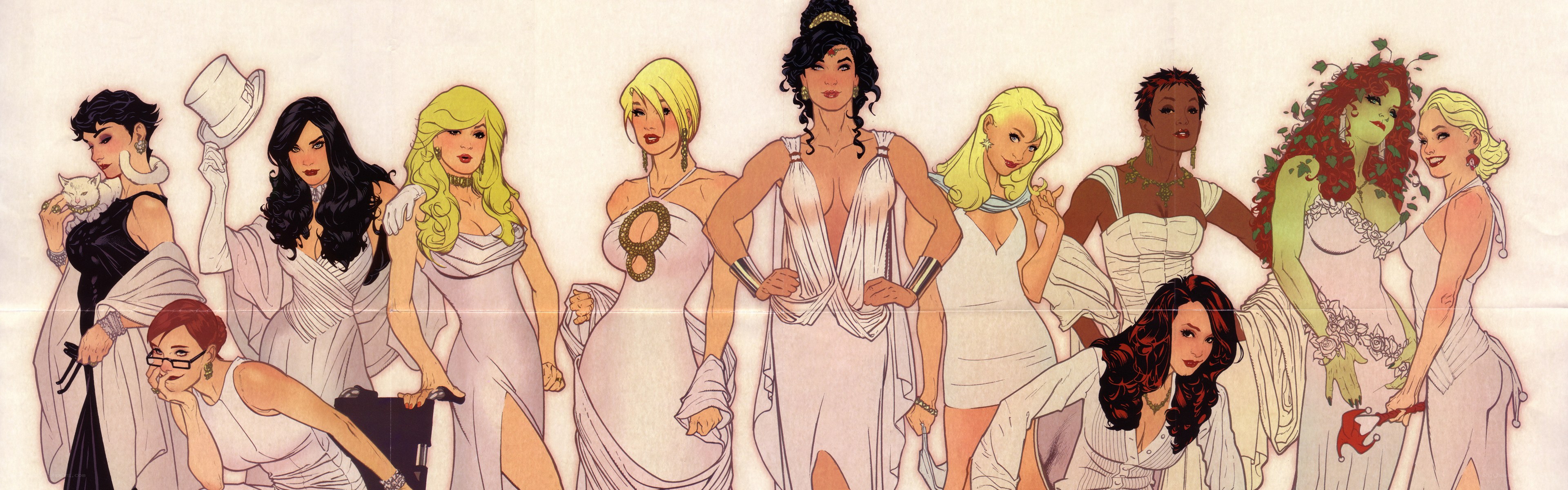 Female superheroes in gowns