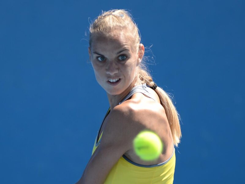 Female Tennis Player — Blue, Intense, Afternoon, Photograph