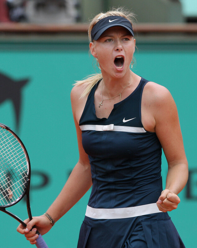 Female Tennis Player — Blue, Intense, Photograph, Tennis Racket