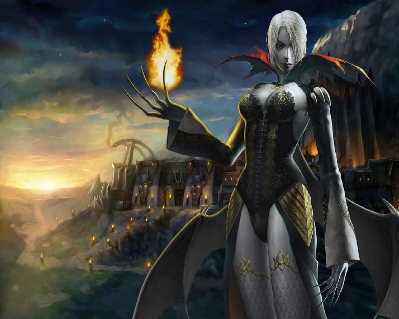 Female Vampire with Wings — Black, Dramatic