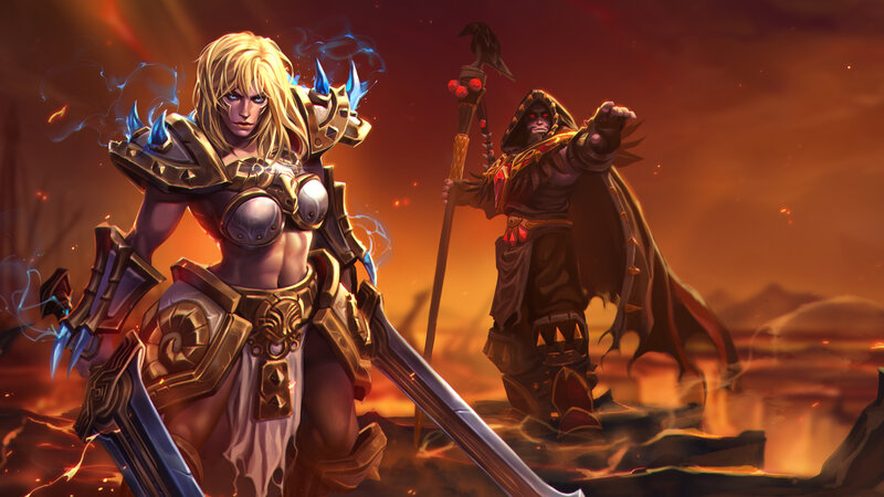 Female Warrior and Dark Mage