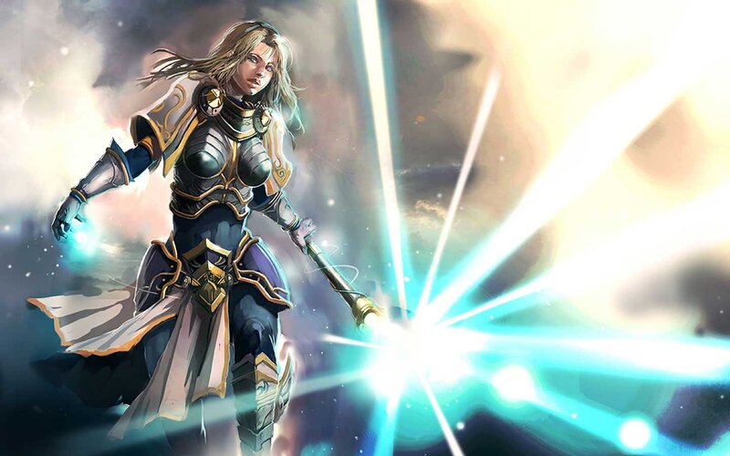 female warrior casting spell