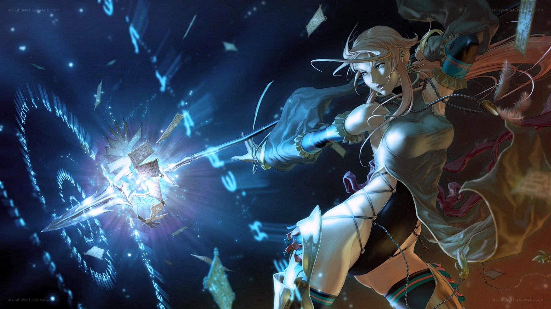 female warrior casting spell