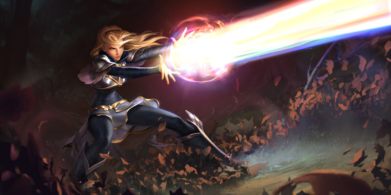 Female Warrior Casting Spell — Black, Dramatic, Autumn