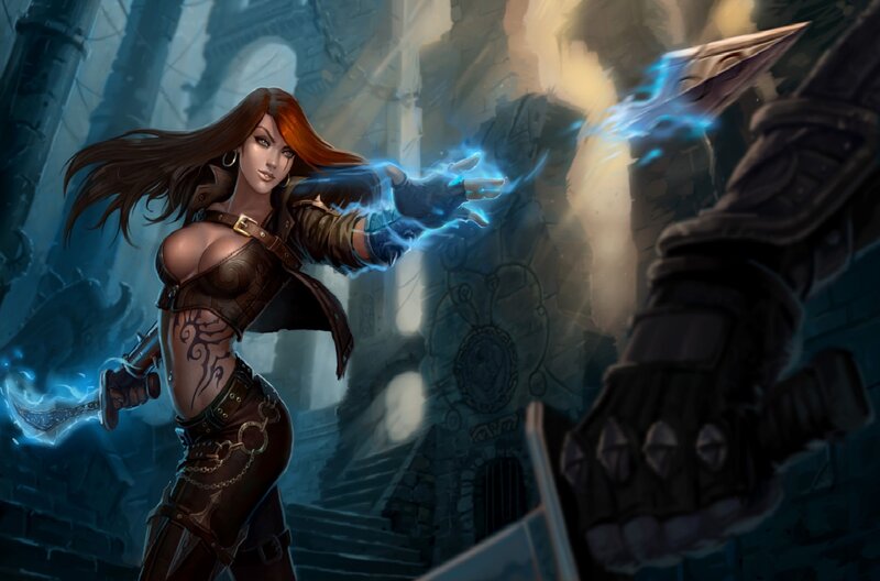 Female Warrior Casting Spell — Blue, Dramatic, Night, Digital Art