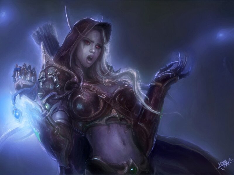 Female Warrior Casting Spell — Blue, Dramatic