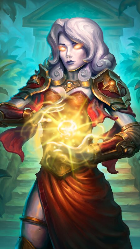 Female Warrior Casting Spell — Gold, Dramatic, Digital Art, Armor