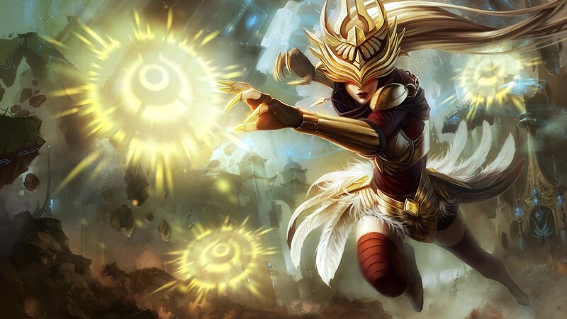 Female Warrior Casting Spell — Gold, Dramatic, Digital Art, Magic, Feathers, Armor