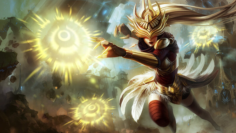 Female Warrior Casting Spell — Gold, Dramatic