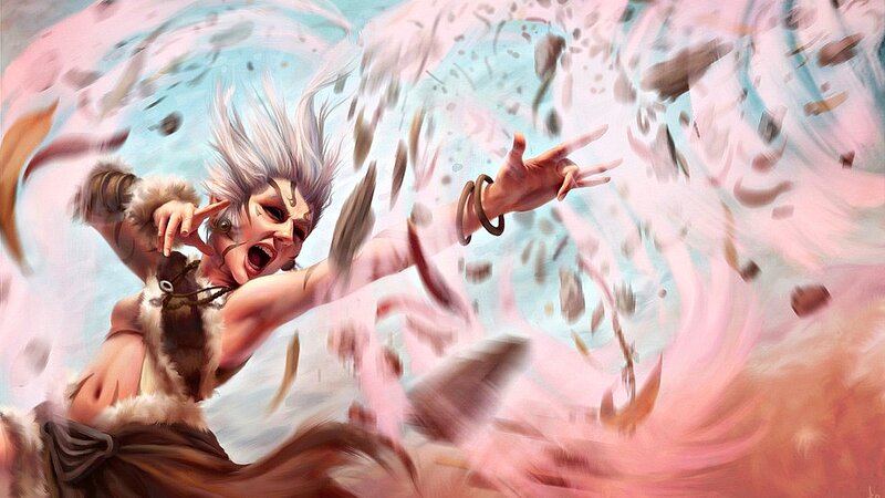 Female Warrior Casting Spell — Pink