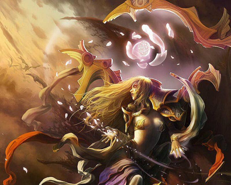 Female Warrior Casting Spell — Purple, Dramatic, Digital Art, Magic