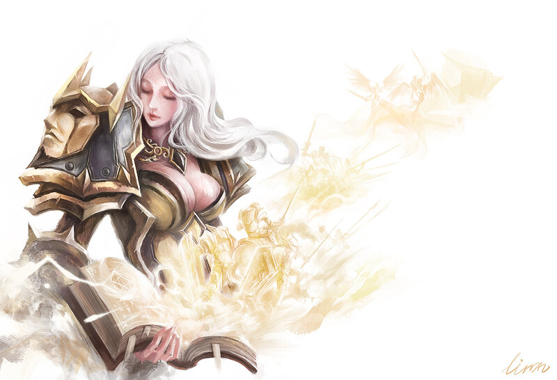 Female Warrior Casting Spell — White