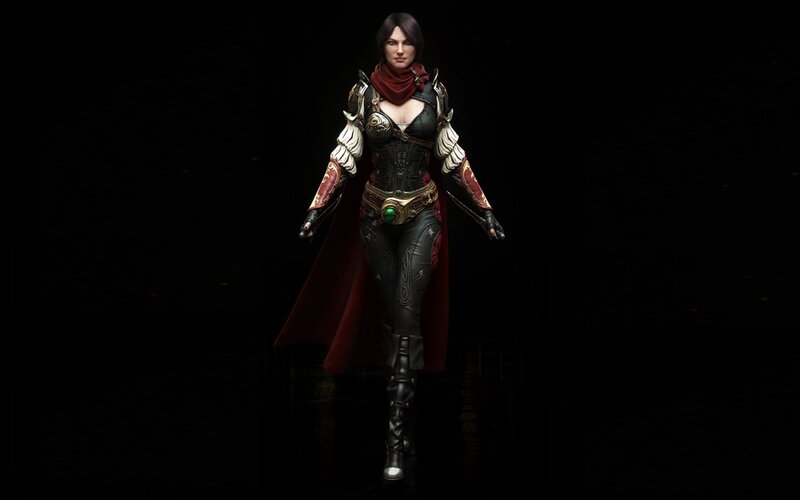 Female Warrior Character — Black, Dramatic, 3d Render, Red Cape