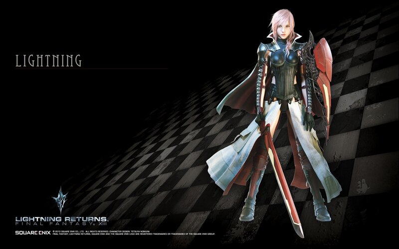 Female Warrior Character — Black, Dramatic, 3d Render, Sword, Shield, Checkered Floor, White