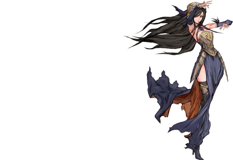 Female Warrior Character — Black, Dynamic