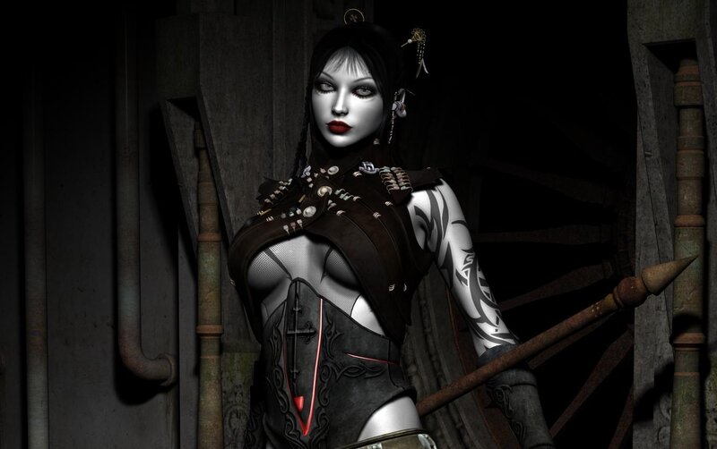 Female Warrior Character — Black