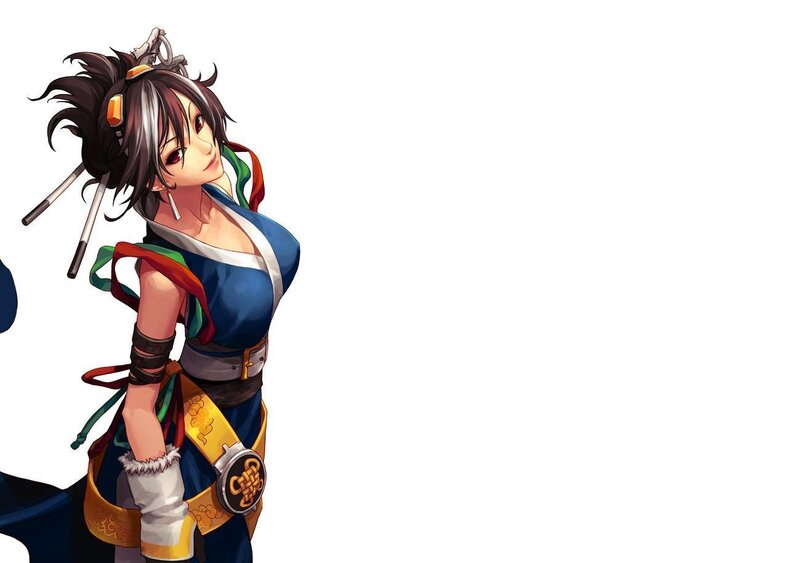 Female Warrior Character — Blue, Confident
