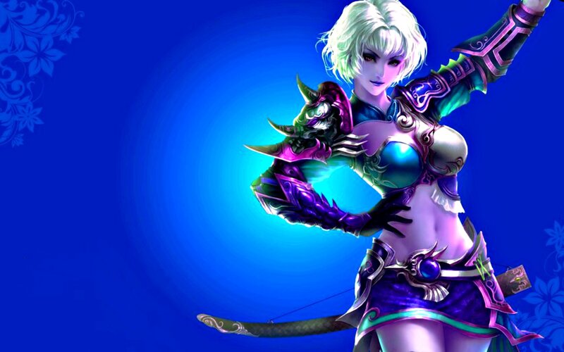 Female Warrior Character — Blue, Dramatic, Digital Art, Armor