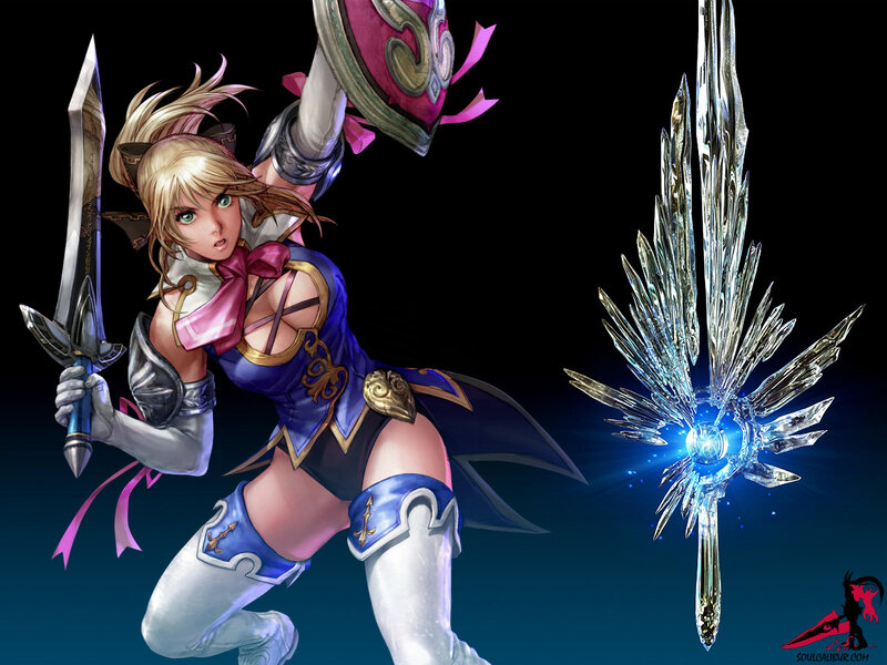 Female Warrior Character — Blue, Dramatic, Digital Art, Sword, Shield