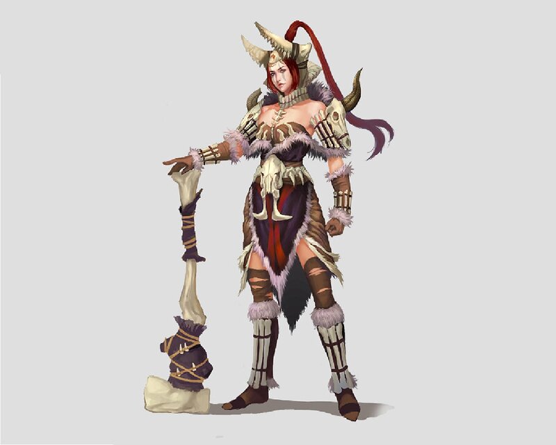 Female Warrior Character — Brown, Dramatic, Digital Art