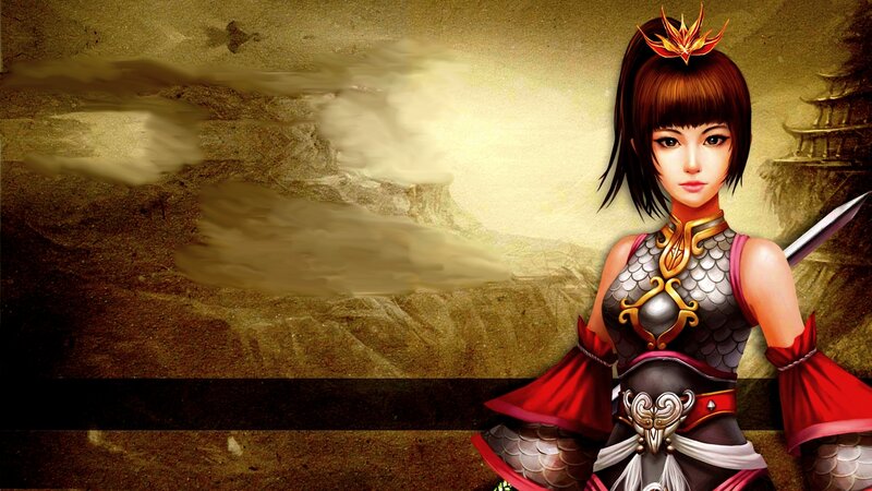 Female Warrior Character — Brown, Dramatic