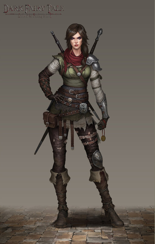 Female Warrior Character — Brown, Serious