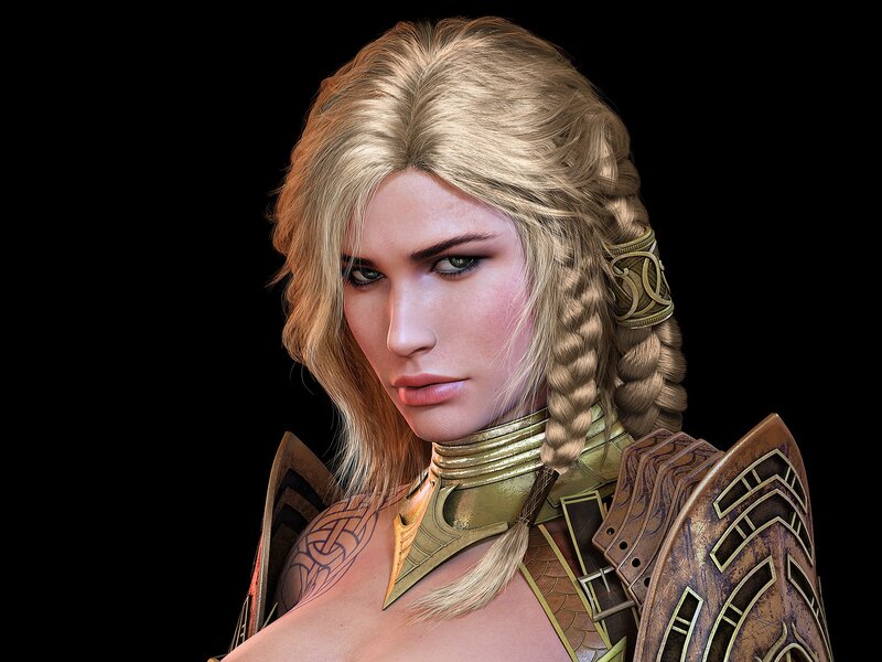 Female Warrior Character — Gold