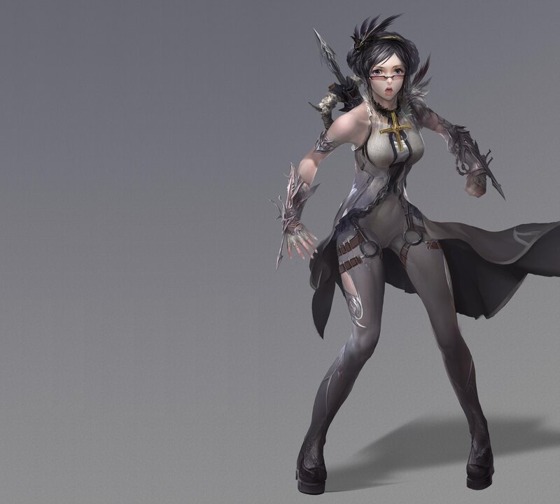 Female Warrior Character — Gray, Dramatic, 3d Render