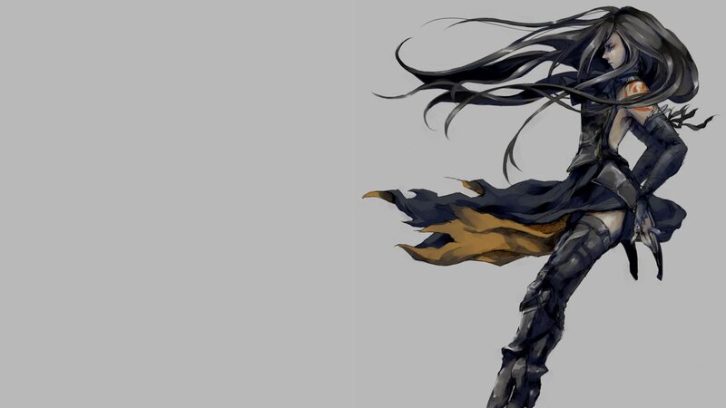 Female Warrior Character — Gray, Dramatic, Digital Art, Long Hair