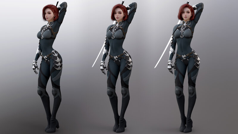 Female Warrior Character — Gray, Neutral, 3d Render