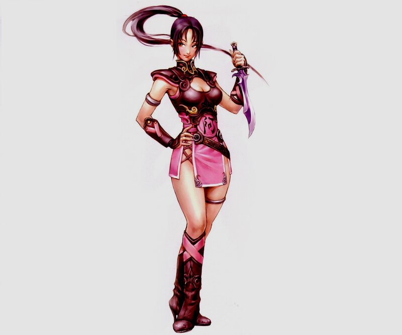 Female Warrior Character — Pink, Confident, Digital Art