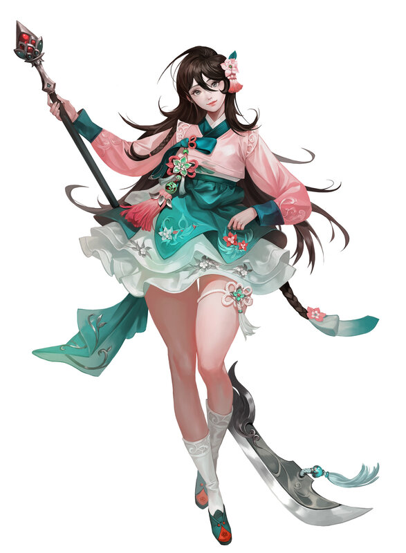 Female Warrior Character — Pink, Confident