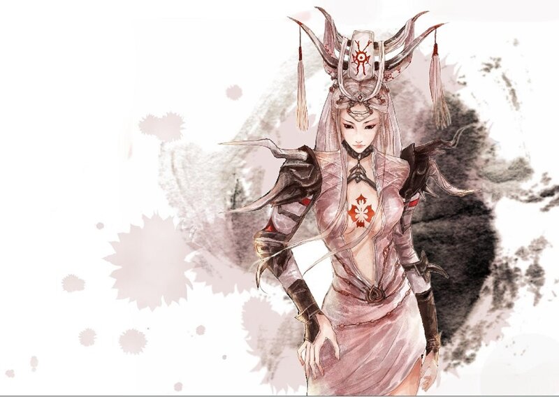 Female Warrior Character — Pink, Dramatic, Digital Art