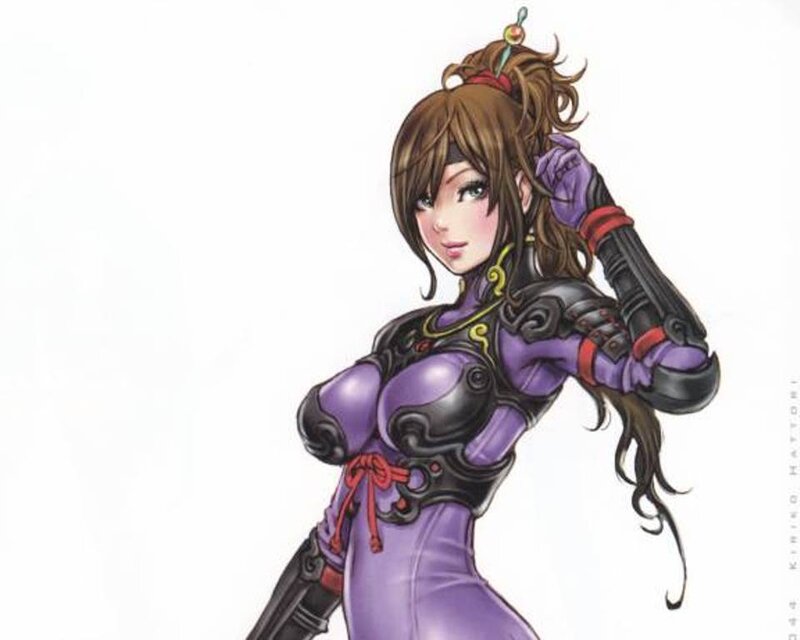 Female Warrior Character — Purple, Confident, Manga, Purple Outfit