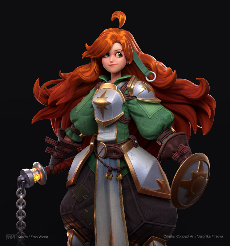 Female Warrior Character — Red, Confident, 3d Render, Sword