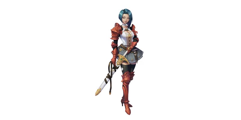 Female Warrior Character — Red, Confident, Digital Art