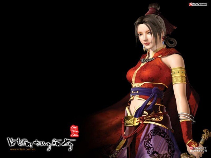 Female Warrior Character — Red, Dramatic, 3d Render, Sword