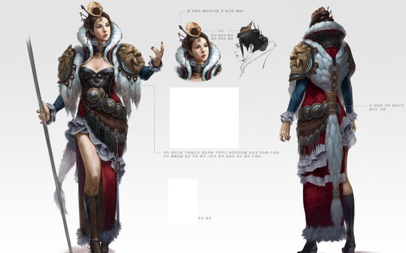 Female Warrior Character — Red, Dramatic, Digital Art, Spear