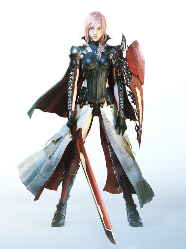 Female Warrior Character — Red, Serious